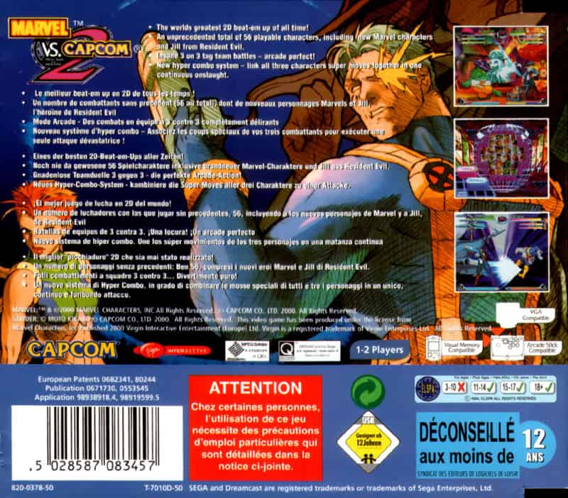 MARVEL VS. CAPCOM 2 NEW AGE OF HEROES DC (CAPA ACRILICA FRONTAL PARTIDA E CD BASTANTE RISCADO) - Image 2