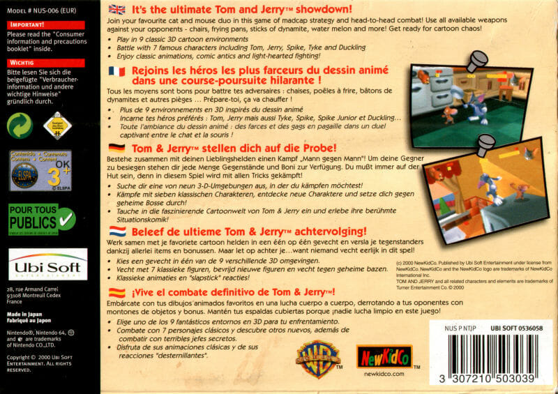 TOM AND JERRY IN FISTS OF FURRY N64 (S/CAIXA, S/MANUAIS) - Image 2