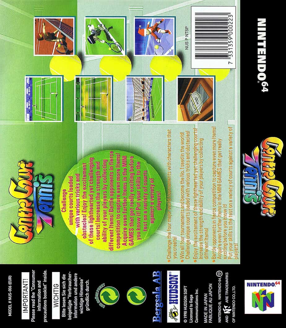 CENTRE COURT TENNIS N64 (S/CAIXA, S/MANUAIS) - Image 2