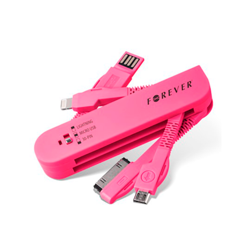 FOREVER CABO USB 3 IN 1 (ROSA)