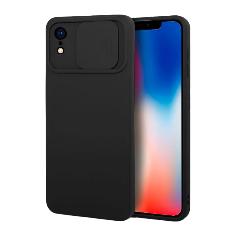 CAPA DE SILICONE C/PROTECÇÃO DE CAMERA PARA IPHONE XR PRETO