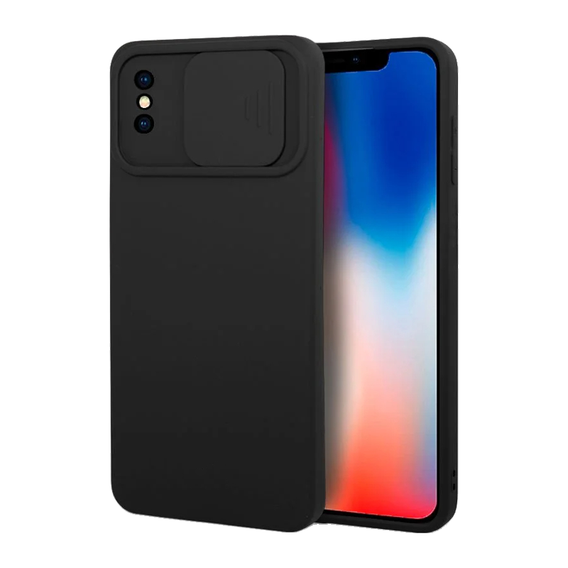 CAPA DE SILICONE C/PROTECÇÃO DE CAMERA PARA IPHONE X/XS PRETO