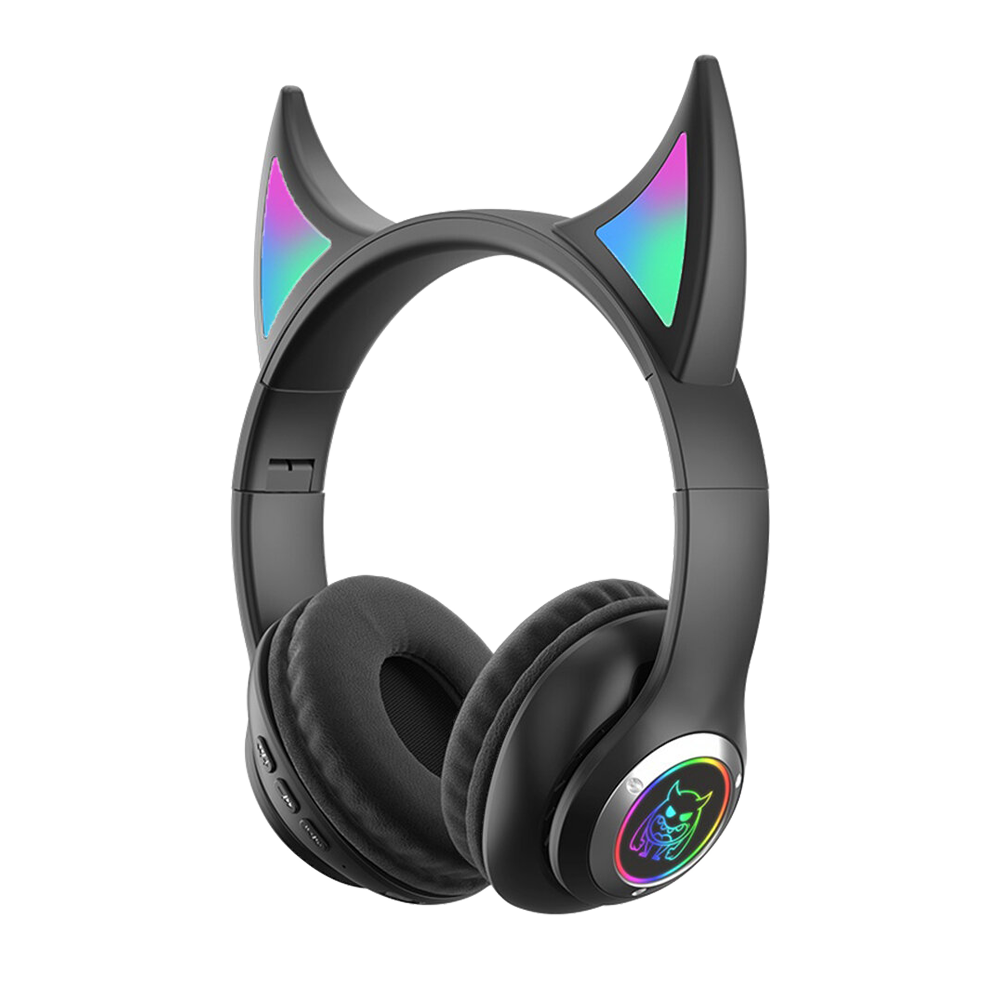 HIFI STEREO DEVIL'S HORN HEADSET RGB WIRELESS PRETO/ROSA