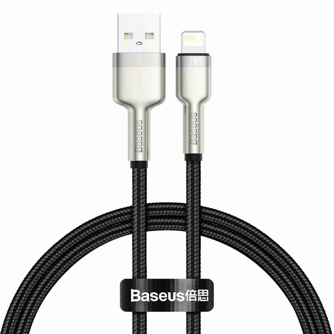 BASEUS CALUFE METAL PD USB-C PARA LIGHTNING 0.25MTS 20W (PRETO)