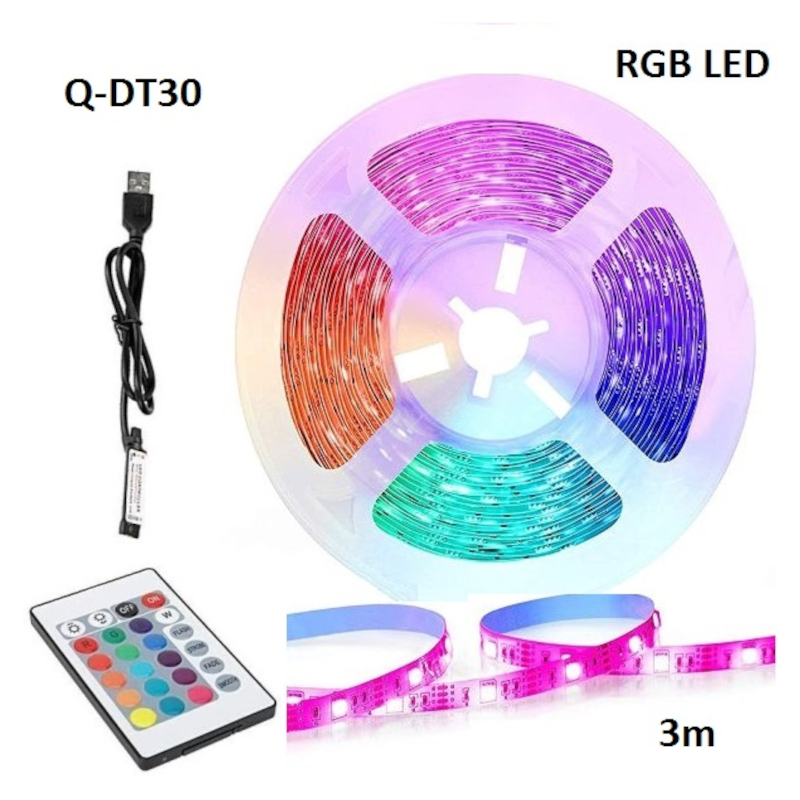 FITA LED RGB C/COMANDO 3MTS