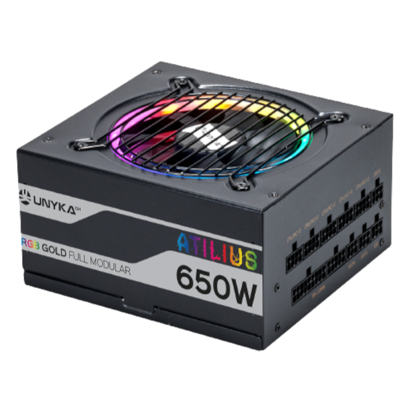UNYKACH FONTE DE ALIMENTAÇÃO GAMING ATILIUS RGB 650W BLACK