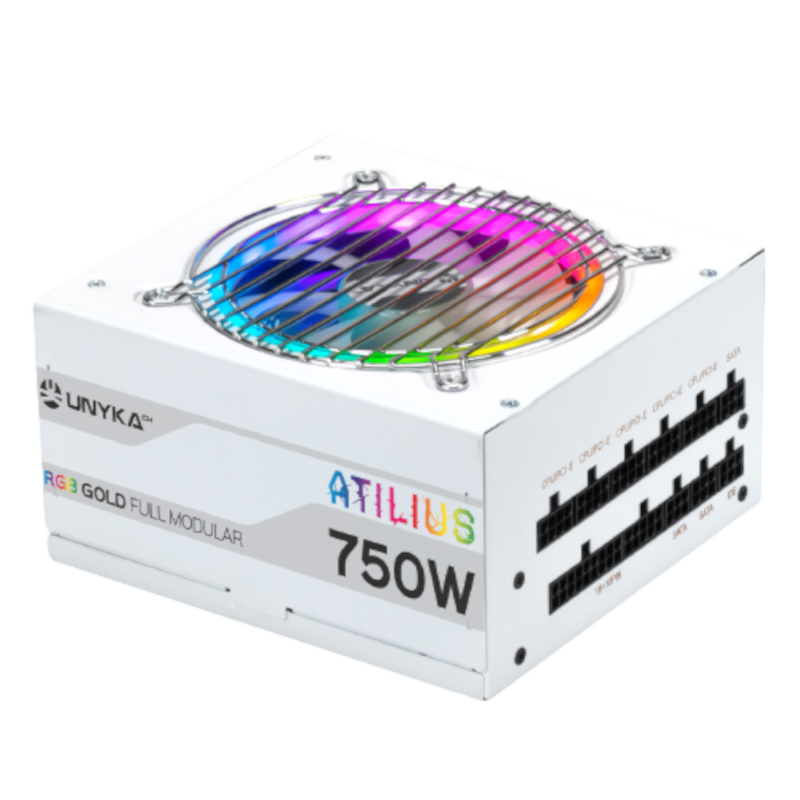 UNYKACH FONTE DE ALIMENTAÇÃO GAMING ATILIUS RGB 750W WHITE