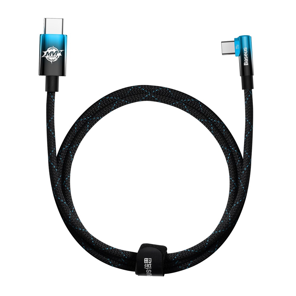 BASEUS CABO EM COTOVELO MVP 2 TYPE-C PARA TYPE-C 100W 1MT (PRETO/AZUL)
