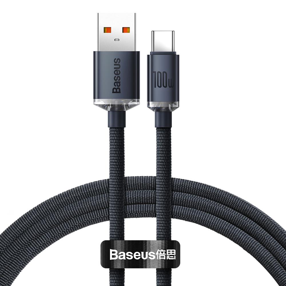 BASEUS CABO CRYSTAL SHINE SERIES USB PARA USB-C 100W 1.20MTS (PRETO)