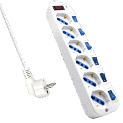 EWENT RÉGUA 6 TOMADAS C/SWITCH INDIVIDUAL 3MTS BRANCA