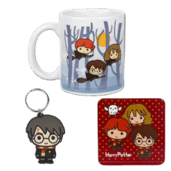 CONJUNTO PARA OFERTA HARRY POTTER KAWAII CANECA + BASE + PORTA-CHAVES