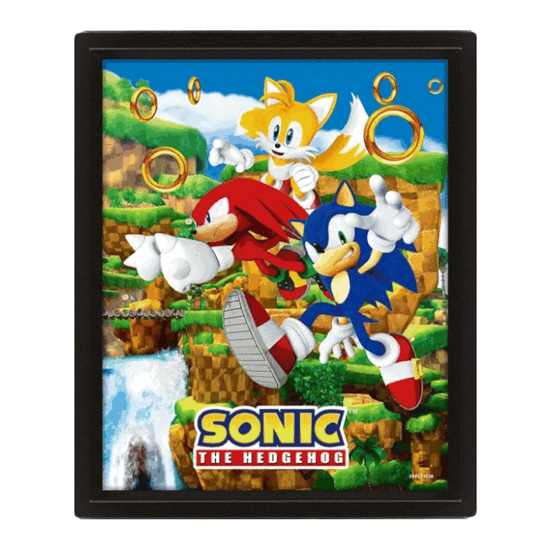 QUADRO POSTER 3D SONIC THE HEDGEHOG CAPTURA DE ANEIS FC