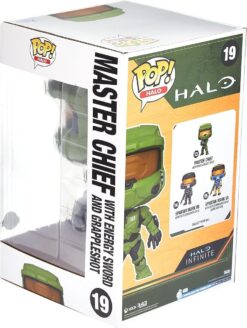 POP HALO MASTER CHIEF WITH ENERGY SWORD AND GRAPPLESHOT No19 25CM BACK BOX