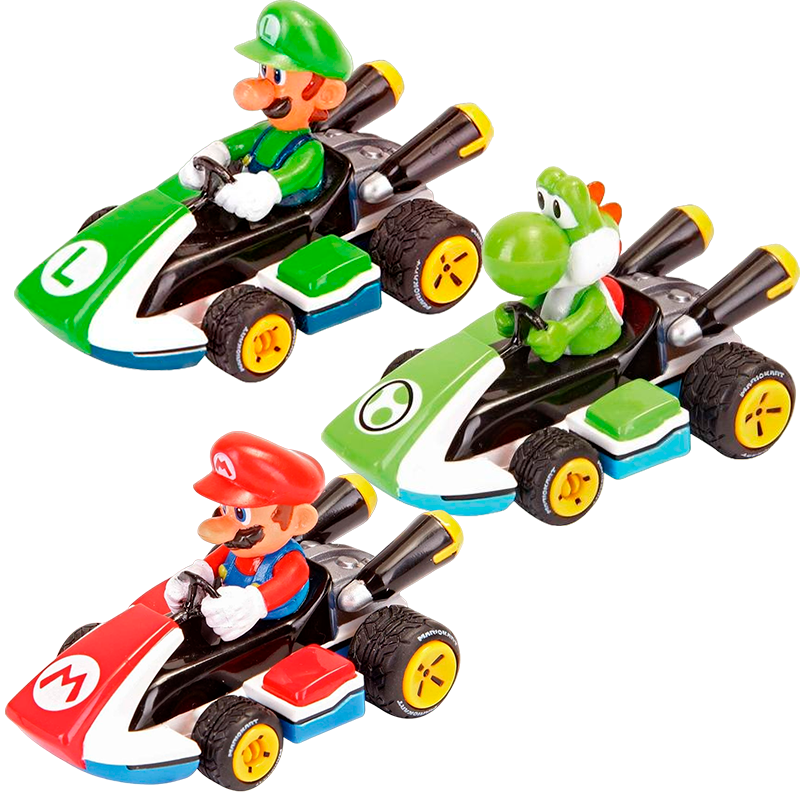 CARRERA SET 3 CARROS PULL SPEED MARIO KART 8 (MÁRIO, LUIGI, YOSHI)
