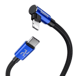 BASEUS CABO EM COTOVELO MVP TYPE C PARA LIGHTNING 1MT 18W PRETO AZUL IG1