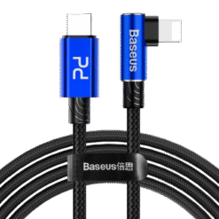 BASEUS CABO EM COTOVELO MVP TYPE-C PARA LIGHTNING 1MT 18W (PRETO/AZUL)