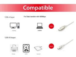 EQUIP CABO USB 2.0 TYPE A PARA TYPE B M M 1.8MTS TRANSPARENTE SILVER 4