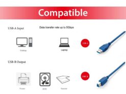 EQUIP CABO USB 3.0 TYPE A PARA USB TYPE B MM 1.8MTS AZUL 3
