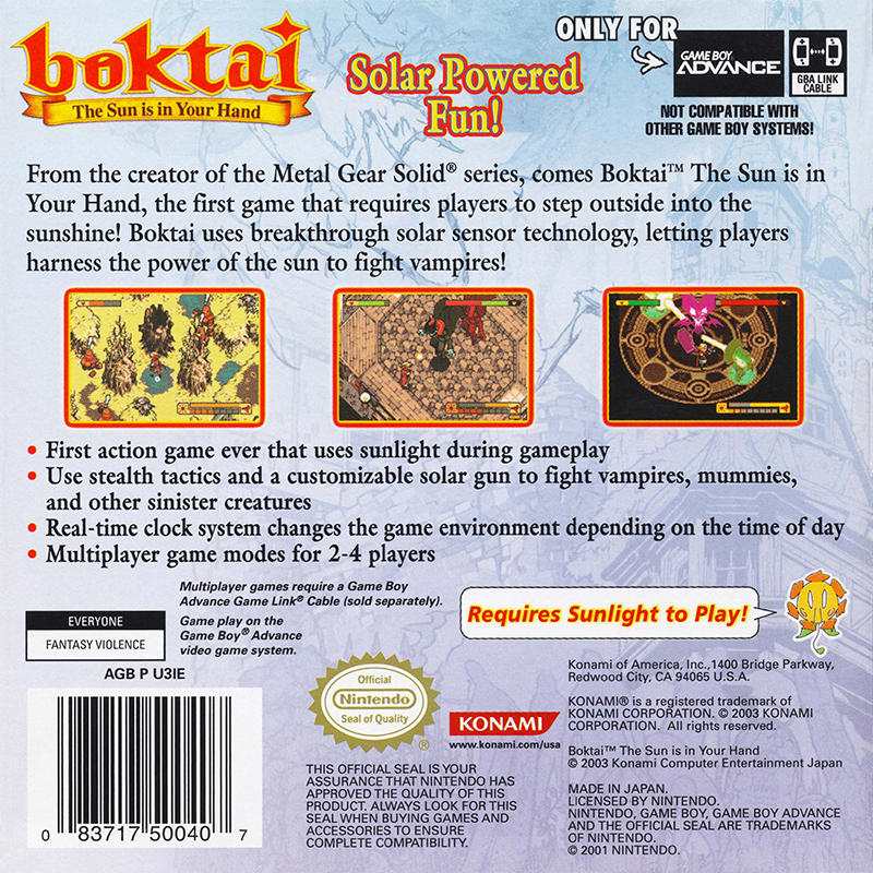 BOKTAI THE SUN IS IN YOUR HAND GBA (S/CAIXA, S/MANUAIS) - Image 3