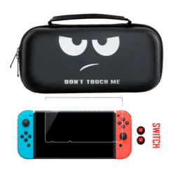 PACK BOLSA DURA DON'T TOUCH ME + PELÍCULA + BORRACHAS DE ANALÓGICOS PARA NINTENDO SWITCH OU SWITCH OLED