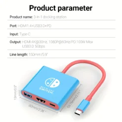 DOCK PORTATIL TYPE C PARA HDMI USB 3.0 USB C NSW 1