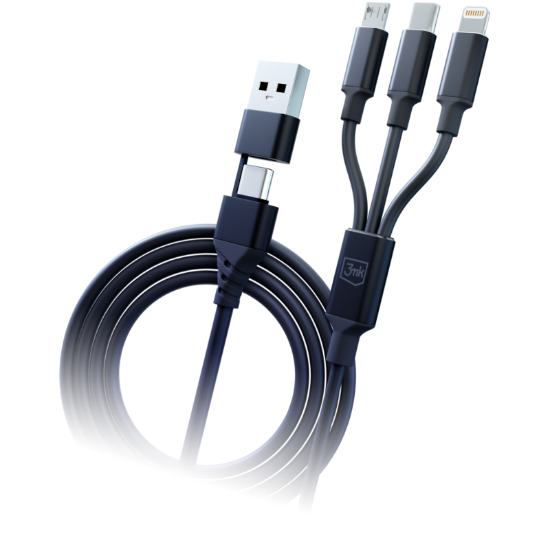 3MK HYPER CABLE 3 EM 1 A/C PARA C/MICRO/LIGHTING 1.5M (PRETO) - Image 3