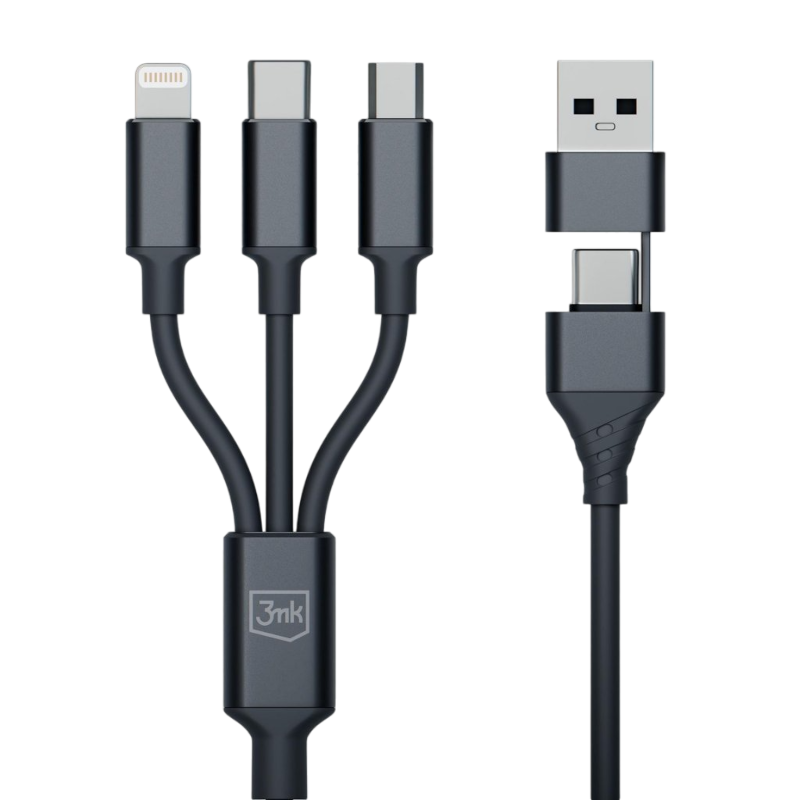 3MK HYPER CABLE 3 EM 1 A/C PARA C/MICRO/LIGHTING 1.5M (PRETO) - Image 4