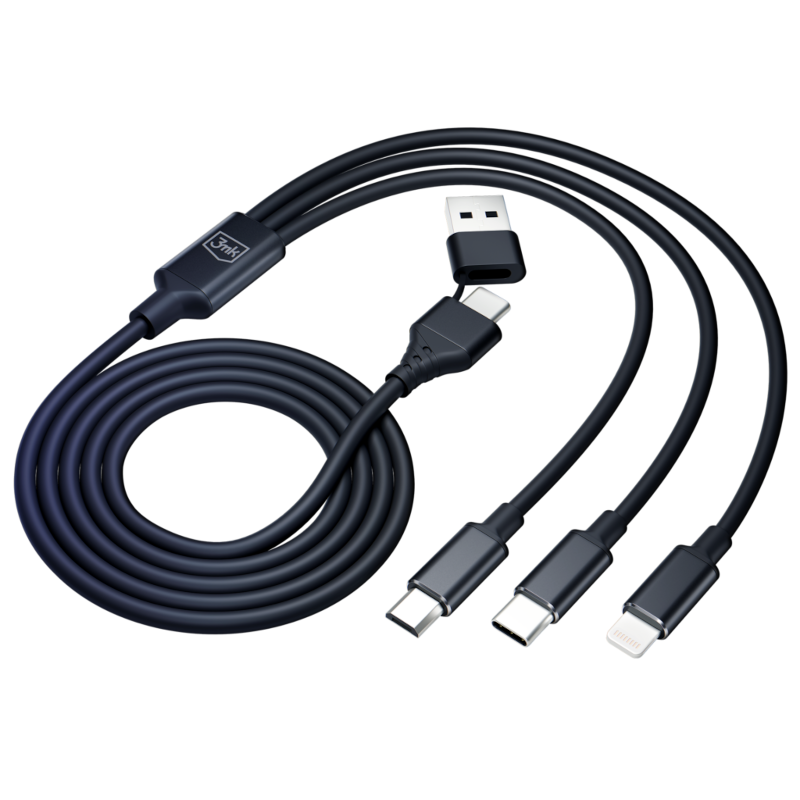 3MK HYPER CABLE 3 EM 1 A/C PARA C/MICRO/LIGHTING 1.5M (PRETO) - Image 2