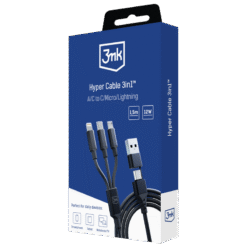 3MK HYPER CABLE 3 EM 1 A/C PARA C/MICRO/LIGHTING 1.5M (PRETO)