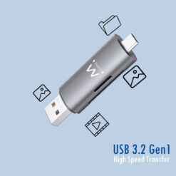EWENT LEITOR DE CARTOES COMPACTO USB 3.2 E USB C 3