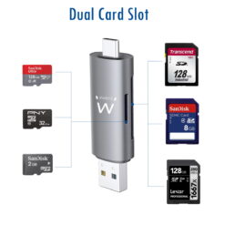 EWENT LEITOR DE CARTOES COMPACTO USB 3.2 E USB C 4