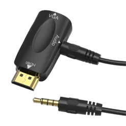 ADAPTADOR HDMI MACHO PARA VGA FÊMEA + CABO 3.5MM AV AUDIO (PRETO)