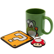 CONJUNTO PARA OFERTA SUPER MARIO YOSHI (CANECA + PORTA-CHAVES + BASE DE COPO)
