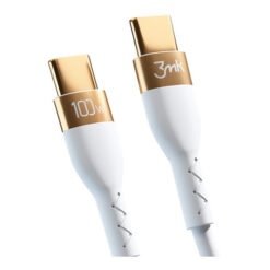 3MK HYPER SILICONE CABLE TYPE C PARA TYPE C 100W 5A 2MTS BRANCO DOURADO