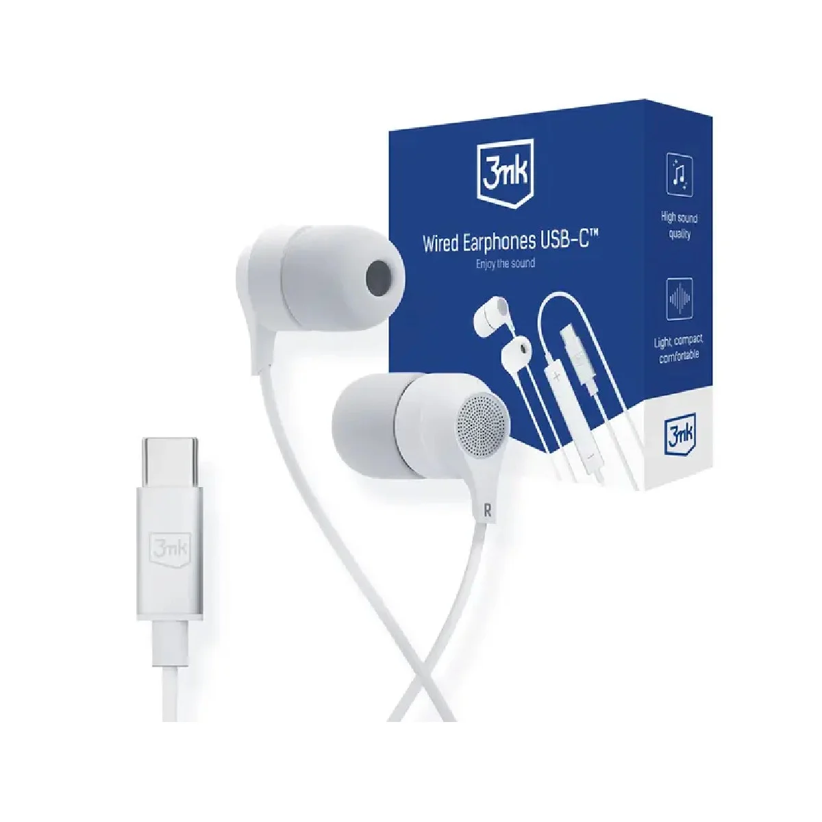 3MK AURICULARES COM FIOS USB-C (BRANCOS) - Image 4