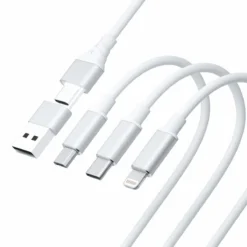3MK CABO HYPER 3 EM 1 A C PARA USB C MICRO LIGHTNING 1.5 MTS BRANCO 2
