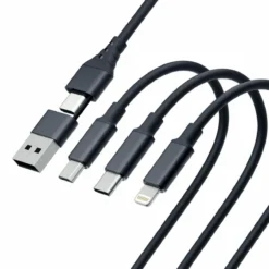 3MK CABO HYPER 3 EM 1 A C PARA USB C MICRO LIGHTNING 1.5 MTS PRETO 2