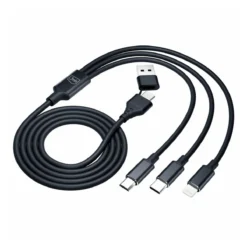 3MK CABO HYPER 3 EM 1 A C PARA USB C MICRO LIGHTNING 1.5 MTS PRETO 1
