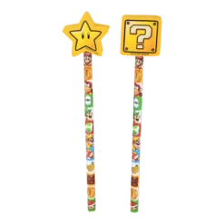 CONJUNTO DE DOIS LÁPIS E BORRACHAS SUPER MÁRIO