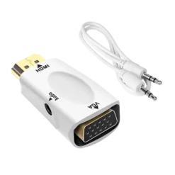 ADAPTADOR HDMI MACHO PARA VGA FÊMEA + CABO 3.5MM AV AUDIO (BRANCO)