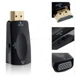 ADAPTADOR HDMI MACHO PARA VGA FEMEA CABO 3.5MM AV AUDIO BRANCO 4 1