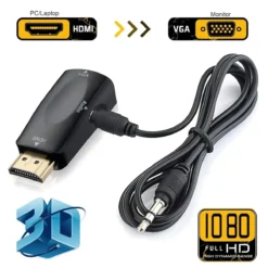 ADAPTADOR HDMI MACHO PARA VGA FEMEA CABO 3.5MM AV AUDIO BRANCO 5 1