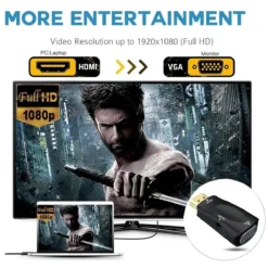 ADAPTADOR HDMI MACHO PARA VGA FEMEA CABO 3.5MM AV AUDIO BRANCO 7 1