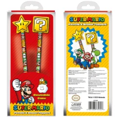 CONJUNTO DE DOIS LAPIS E BORRACHAS SUPER MARIO 3