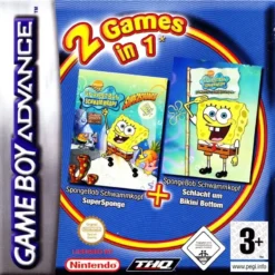 2 GAMES IN 1 SPONGEBOB SQUAREPANTS SUPERSPONGE + SPONGEBOB SQUAREPANTS BATTLE FOR BIKINI BOTTOM