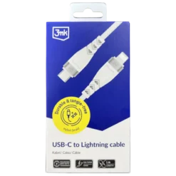 3MK CABO NYLON USB-C PARA LIGHTNING 1MT 3A/60W (BRANCO)