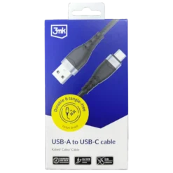 3MK CABO NYLON USB-A PARA USB-C CABLE 1M 3A