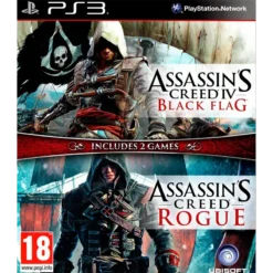 ASSASSIN'S CREED IV BLACK FLAG + ASSASSIN'S CREED ROGUE PS3 (SEMI-NOVO)
