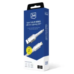 3MK HYPER CABLE N-SERIES USB-A PARA LIGHTNING 12W 2MTS (BRANCO) 5
