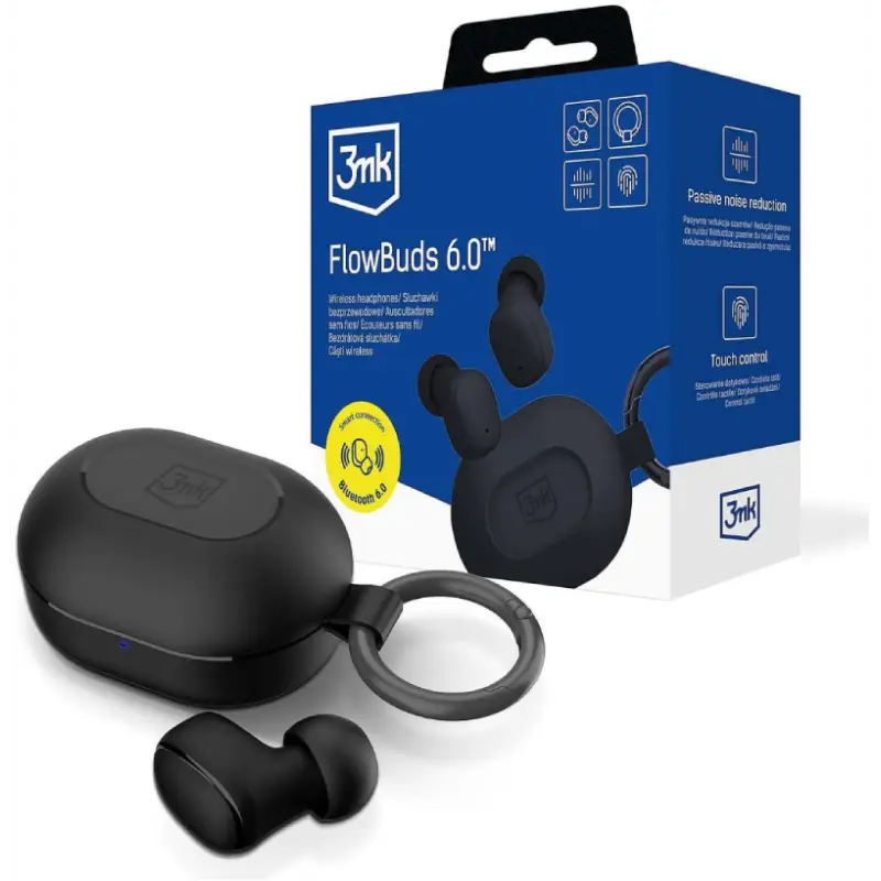 3MK AURICULARES FLOWBUDS 6.0 (PRETOS)